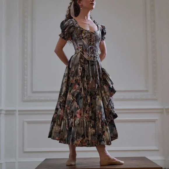 Selkie | Dresses | Selkie Multicolor Printed Midi Dress | Poshmark